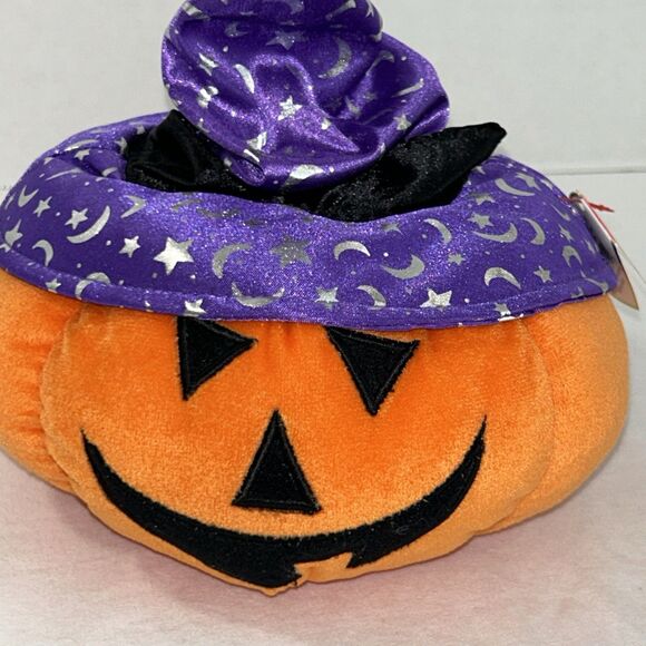 Gourdy 2005 TY Beanie Pluffies Retired Halloween Pumpkin Witch Jack OLantern NEW - Picture 9 of 9